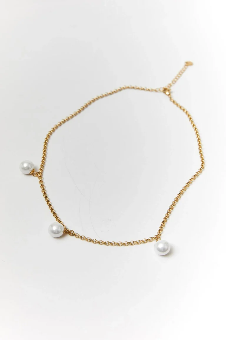 Stalen Ketting met Drievoudige Parel Details van 60 Pines
