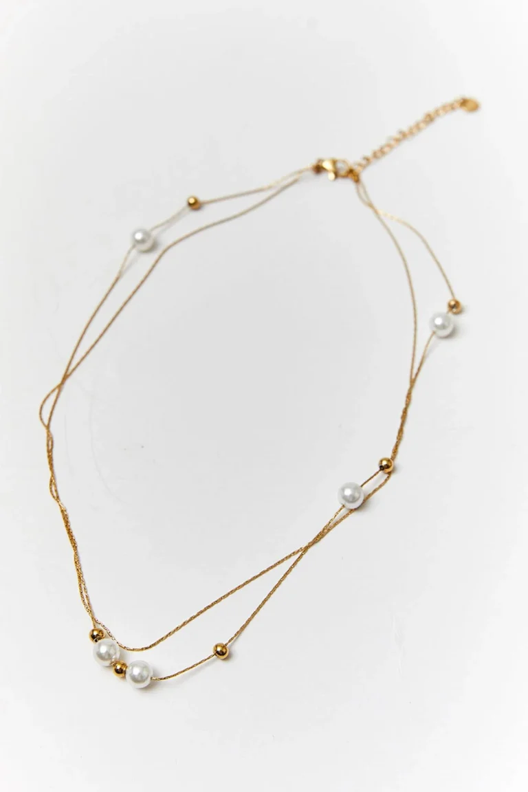 Stalen Ketting met Parel- en Kraaldetails van 60 Pines