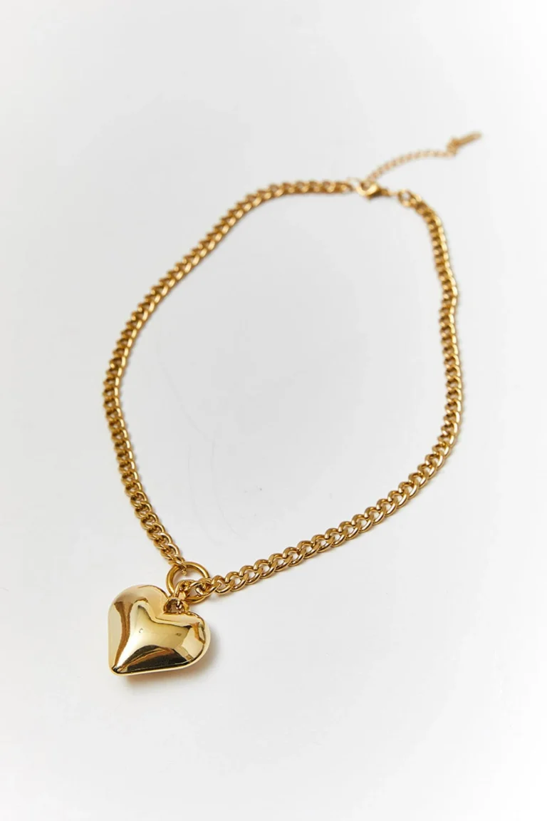 Stalen Ketting met Groot Hart – Geel van 60 Pines