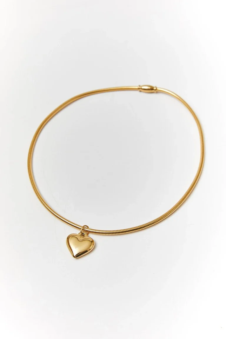 Stalen Ketting met Hartdetails en Slangenketting – Geel van 60 Pines