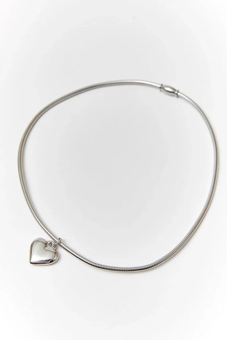 Stalen Ketting met Hartdetails en Slangenketting – Grijs van 60 Pines