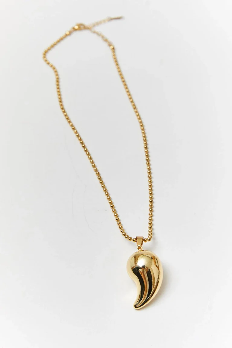 Stalen Ketting met Druppel Hanger en Bolletjesketting – Geel van 60 Pines