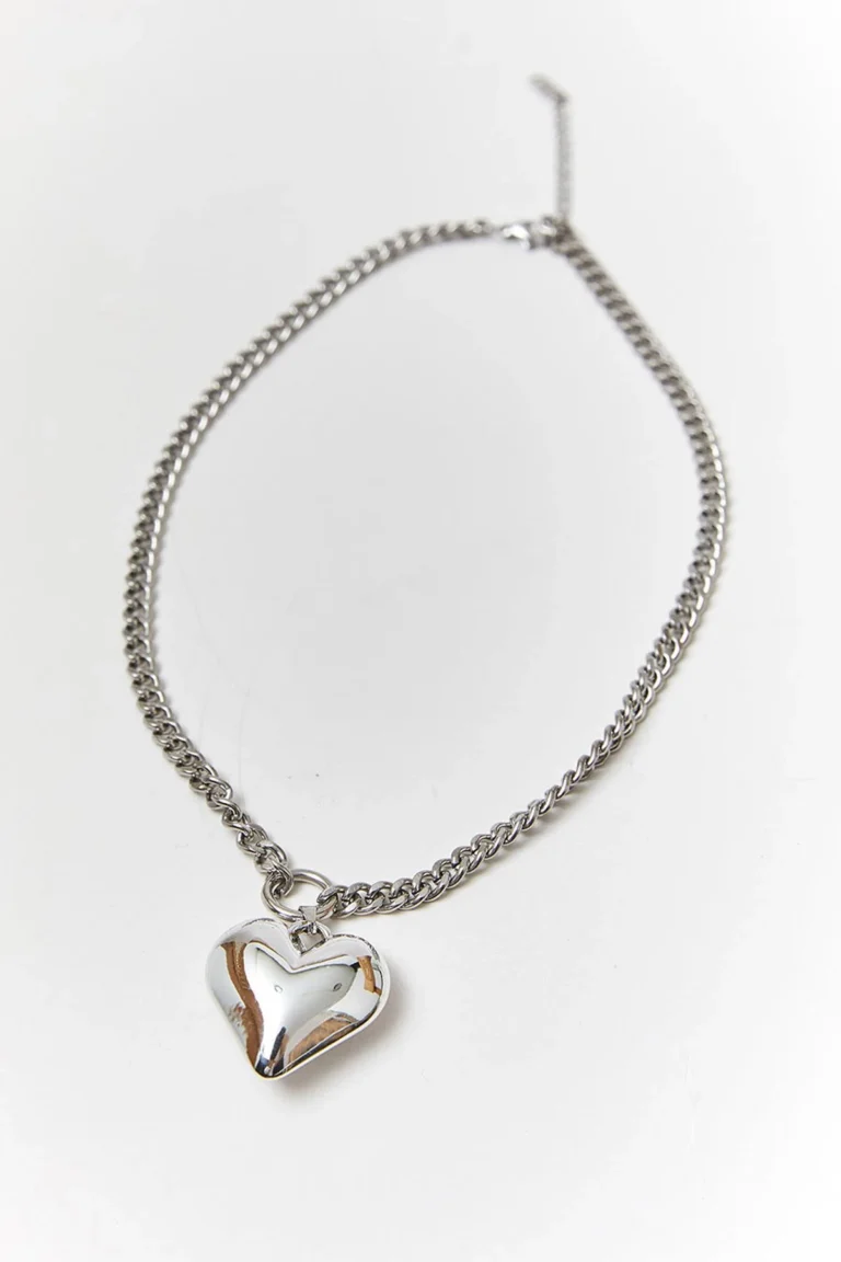 Stalen Ketting met Groot Hart – Grijs van 60 Pines