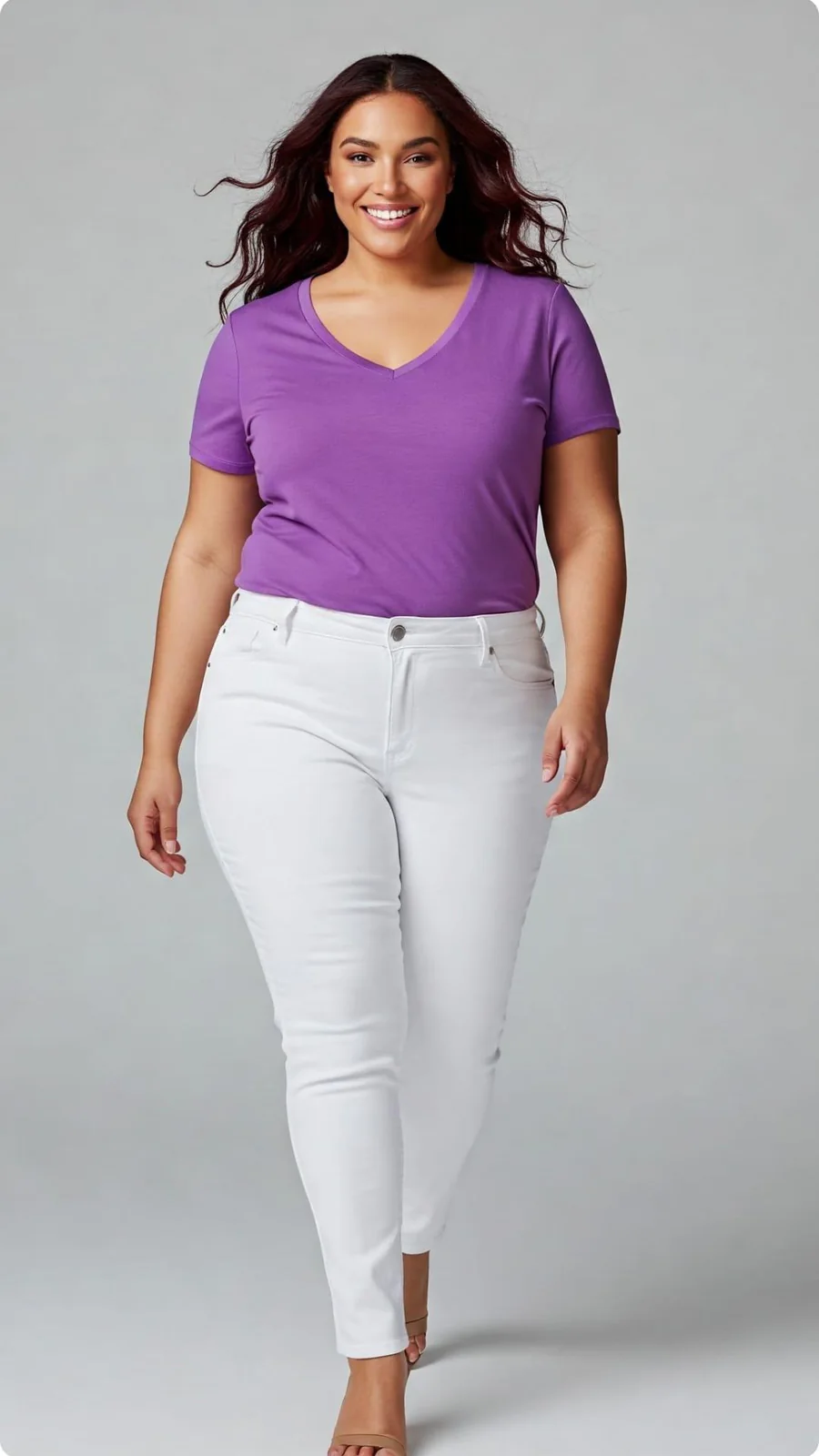 Vrouw in paars T-shirt van 60 Pines